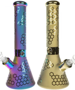HILLSIDE GLASS 14″ METALLIC HONEYCOMB BEAKER BONG